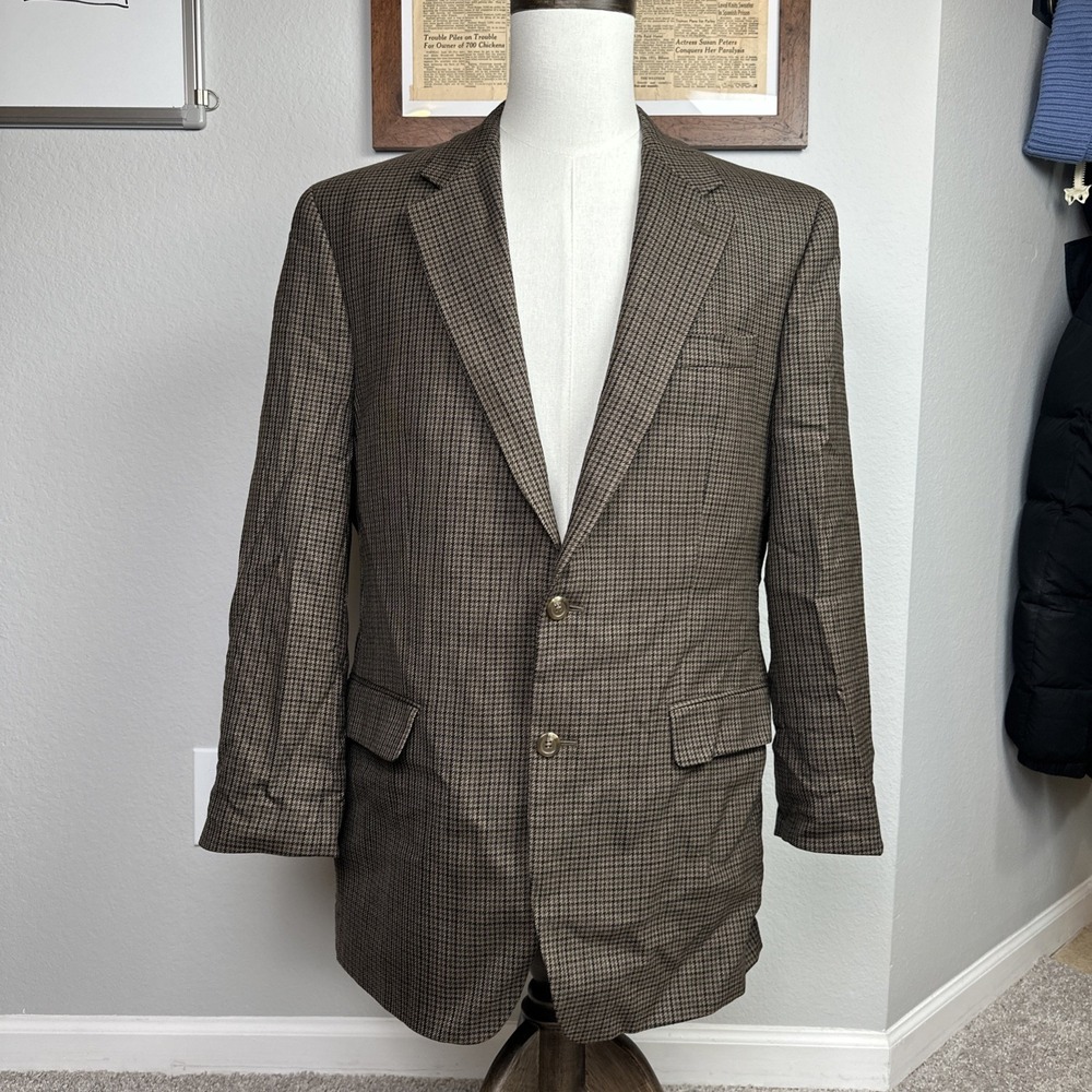 Chaps Blazer Men 42L Multicolor Glen Plaid 2 Button Wool Sport Coat